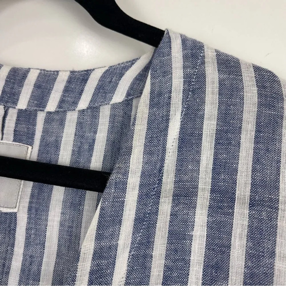 Rails Lily Striped Lace Up Linen Blend Tunic Top Long Sleeve Size Medium - Picture 11 of 11